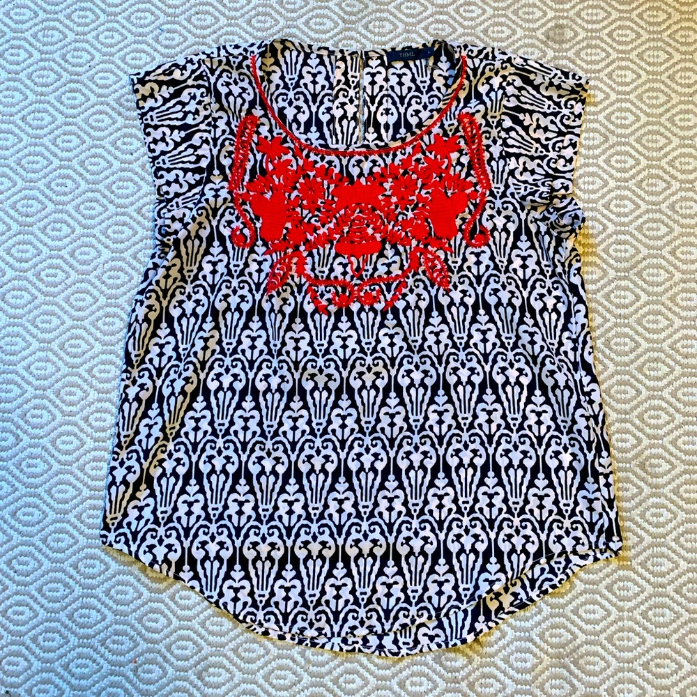 THML Patterned and Embroidered Capped Shirt